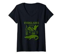 Womens Florida Everglades National Park Vintage Illustration V-Neck T-Shirt