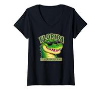 Women's Florida It's Probably Fine Funny Alligator Sarcasm Humor V-Neck T-Shirt