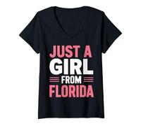 Womens Florida Just A Girl From Florida USA State V-Neck T-Shirt