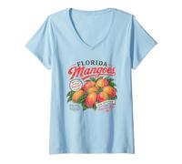 Women's Florida Mangoes Vintage Fruit Distressed Retro Local Grove V-Neck T-Shirt