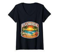 Women's Florida The Sunshine State Souvenir Visitor Trip Memorabilia V-Neck T-Shirt