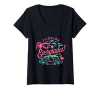 Women's Florida Vacation Everglades National Park Alligator Vintage V-Neck T-Shirt