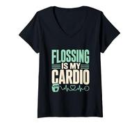Women's Flossing is My Cardio Dental Hygienist V-Neck T-Shirt