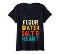 Women's Flour Water Salt Heart Sourdough Bread Baker Ingredients V-Neck T-Shirt