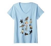 Womens Flow an Animated Film Cat V-Neck T-Shirt