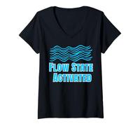 Women's Flow Mode Activated Hydration Motivation Design Drink Water V-Neck T-Shirt