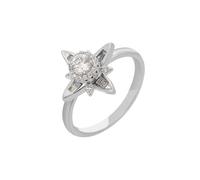 Women's Flower 18 Carat White Gold 750 Wedding Promise Rings, Size M 1/2