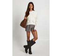 Womens Flower Applique Detail Fitted Knit Cardigan - Cream - Xl, Cream