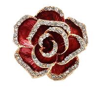 Women's Flower Brooch Pin, Burgundy Rhinestone Petal Brooch, Alloy Wedding Flower Brooch, Exquisite Retro Design, optimal for dancing parties, wedding banquets, and various social events