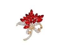 Women's Flower Brooch Rhinestone Violet Flower Brooch For Women Unisex Glass Botanical Pins Event Party Backpack Decoration Clothes Accessories(Red)
