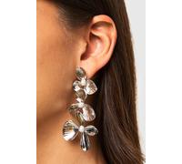 Womens Flower Drop Statement Earrings - Grey - One Size, Grey