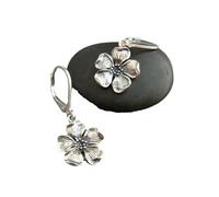 Women's Flower Earrings-Vintage Silver Floral Drop Earrings, Boho Chic Style, Hypoallergenic Leverback Drop Pendant Fashion Gifts Cute