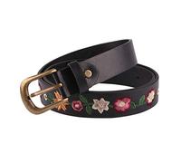 Women's Flower Embroidery Leather Jeans Waist-Belts - Bohemian Embroidery Casual PU Leather Belt - Multicolored - Large