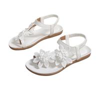 Women's Flower Flat Sandals Comfortable Summer Beach Walking Shoes Open Toe Elastic Ankle Strap Dressy Bohemian Sliders 2026 Fashion Low Toe Tropical Shower Slides UK White