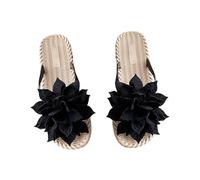 Womens Flower Flip Flops Sale Clearance UK,Ladies Beach Slides Bohemian Shoes Flat Sandals Open Toe Slippers Indoor House Shoe Faux Straw Flats Non-Slip Slide Summer Casual Slipper Pool Flip Flop