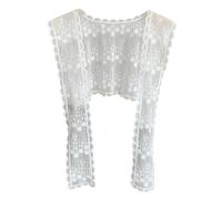 Women's Flower Lace Shawl Wrap False Collar Elegant Ties Knot Front Shoulder Small Cape Scarf Decorative Waist Belt Ladies' Shoulder