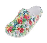 Womens Flower Printed Chef Clogs Shoes - Non Slip Work Nursing Shoes 38 39