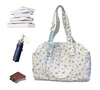 Women's Flower Travel Duffel Bag, Bow Duffle Bag, Canvas Waterproof Flower Bag with Large Capacity, Cute Hand Luggage Bag, Soft Luggage Storage for Yoga Training, 1, Siehe Beschreibung, See