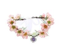 Women's Flower Wreath Artificial Flowers Crystal Pendant Garland Flower Crown Headband Hair Accessories Flower Headband Headdress Hair Band for Wedding Party Festival Ceremony Birthday, Pink