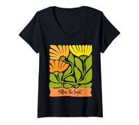 Womens Flowers Spiritual Faith Christian Gardener Follow The Light V-Neck T-Shirt