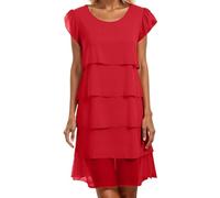 Women's Flowy Chiffon Tiered Midi Dress Summer Elegant Short Sleeve Layered Cocktail Dresses Juniors Formal