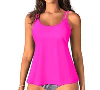 Womens Flowy Tankini Tops Only - Modest Bathing Suit Loose Fit Swimsuit Swim Tops No Bottom 2025(Hot Pink,X-Large)