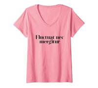 Women's Fluctuat NEC Mergitur, Tossed by The Waves, Paris Motto V-Neck T-Shirt, Pink, X-Large