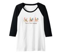 Womens Fluent in Fowl Language,Watercolor Folk-art Hen,Chicken Lady Raglan Baseball Tee