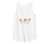 Womens Fluent in Fowl Language,Watercolor Folk-art Hen,Chicken Lady Tank Top