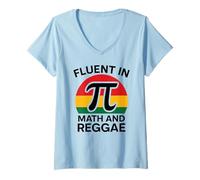Womens Fluent in Math and Reggae Funny Pi 3.14 Mathematics Geometry V-Neck T-Shirt