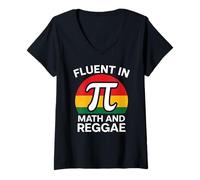 Womens Fluent in Math and Reggae Funny Pi 3.14 Mathematics Geometry V-Neck T-Shirt