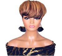 Women's Fluffy Brown Realistic Short Straight Hair Fashion Wig Head Covers
