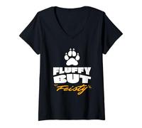 Womens Fluffy but Feisty Funny Gay Bear Pride Design V-Neck T-Shirt
