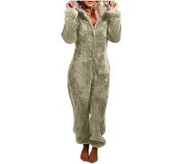 Women's Fluffy Fleece Onesie - Clearance Hooded Plush One-Piece Pajamas Winter Warm Teddy Jumpsuit Halloween Cosplay Costume for Adults & Teens (16 Gray, M)