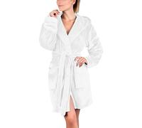Women's Fluffy Hooded Robes Flannel Dressing Gowns for Women UK Super Soft Bathrobes Short Style, Ladies Solid Plush Towelling Sauna Gown Dressing Gowns Loungewear Sleepwear, Perfect Gifts for Ladies