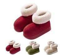 Womens Fluffy Indoor Cosy Warm Winter Booties Slippers Boots Snow Boots Women Fluffy Collar Thermal Booties Fur Lined Walking Boot Slip On Ankle Boot Outdoor Warm Bootie Chunky Soft Sole Bootie