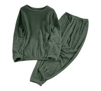 Womens Fluffy Loungewear Pyjamas Sets 2 Piece Sleepwear Casual Loose Fleece Pullover Lounge Pants Plush Thick Warm Winter Nightwear Soft Cozy Pajamas Pjs Set Army Green