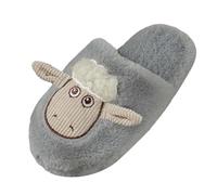 Women's Fluffy Mule Slippers Cute Sheep Animal Winter Comfy Flannel Memory Foam Sole Wide Fit Closed Toe Indoor Warm Slides Shoes for Women (Grey, 4)