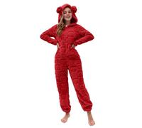 Women's Fluffy Pajamas Set Fleece Fashion Solid Colour Comfortable Fleece Zip Hooded Drawstring Bodysuit Bodysuit Trousers Women Cozy Fleece Zip Up Long Sleeve Loungewear Thick Hooded Pyjamas
