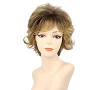 Women's Fluffy Pixie Cut Short Wigs Comfortable Breathable Short Curly Wigs Heat-Resistant Synthetic Diagonal Bangs Wigs Suitable for Daily Gatherings Gold,7in (Gold 7in)
