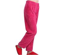 Women's Fluffy Pyjamas Bottoms Fleece Lounge Pants Loose Plush Fuzzy Sleepwear Pjs Winter Warm Flannel Loungewear Teddy Cosy Nightwear Sherpa Thicken PJ Trousers Hot Pink