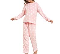 Women's Fluffy Pyjamas Set Fleece Pullover Lounge Pants Loose Plush Fuzzy Sleepwear 2 Piece Pjs Sets Winter Warm Flannel Loungewear Teddy Cosy Nightwear Sherpa Thicken Star Print PJ Set Clearance