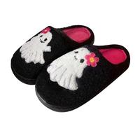 Womens Fluffy Slippers Halloween Slippers for Women Cute Spooky Ghost Pumpkin Slipper Cozy Soft Fluffy Plush Fuzzy Winter Warm Slip On House Bedroom Shoes Memory Foam Non-slip Indoor Outdoor Sliders