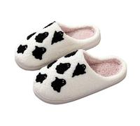 Women's Fluffy Slippers Plush Warm Spooky Halloween Pumpkin Slipper Soft Memory Foam House Slippers Couple Comfort Light Weight Indoor Cotton Slipper (White, 5)