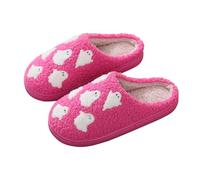 Women's Fluffy Slippers Plush Warm Spooky Halloween Pumpkin Slipper Soft Memory Foam House Slippers Couple Comfort Light Weight Indoor Cotton Slipper (Hot Pink, 4)
