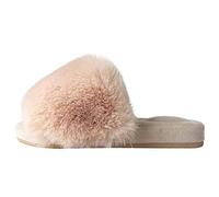 Womens Fluffy Slippers,Rubber Sole Material Ladies Slippers Artificial Short Ultra-Soft Flat Comfy Fur Slides with Arch Support Open Toe Flat Sandals
