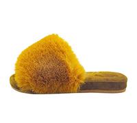 Womens Fluffy Slippers,Rubber Sole Material Ladies Slippers Artificial Short Ultra-Soft Flat Comfy Slides with Arch Support Open Toe Flat Sandals