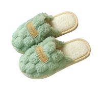 Women's Fluffy Slippers Winter Plush Warm Slippers Soft Flat Memory Foam Home Non-Slip Slippers Lightweight Non-Slip Slippers Indoor House Slippers Women, Green, 5