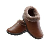 Womens Fluffy Snow Boots Womens Faux Leather Boots Slip On Fuzzy Collar Booties Anti Skidding Walking Booties Round Toe Outdoor Boot For Snow Plian Thermal Boot Cozy Daily Wear Bootie