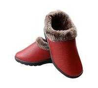Womens Fluffy Snow Boots Womens Faux Leather Boots Slip On Fuzzy Collar Booties Anti Skidding Walking Booties Round Toe Outdoor Boot For Snow Plian Thermal Boot Cozy Daily Wear Bootie